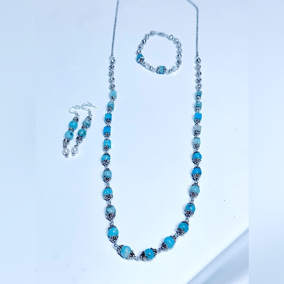 🥳HP:RARE Soul’s 3pc Handcrafted “Persian Turquoises” Gemstones 925s Jewelry Set - Picture 7 of 17